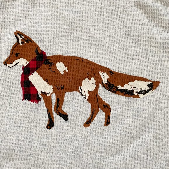 Eddie Bauer, NWOT,  Women's Long-Sleeve Thermal Crew, Graphic Fox, Gray, S / XL - Picture 2 of 9